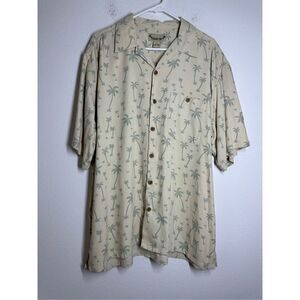 Paradise Coves Men’s Silk Shirt Button Down Short Sleeve Size XL Palmes Print